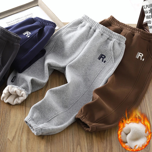 Children's Autumn/Winter Pants for Boys - Padded Knit Pants - New Arrival for Middle/Big Kids - Fashion One-Piece Knit Long Pants