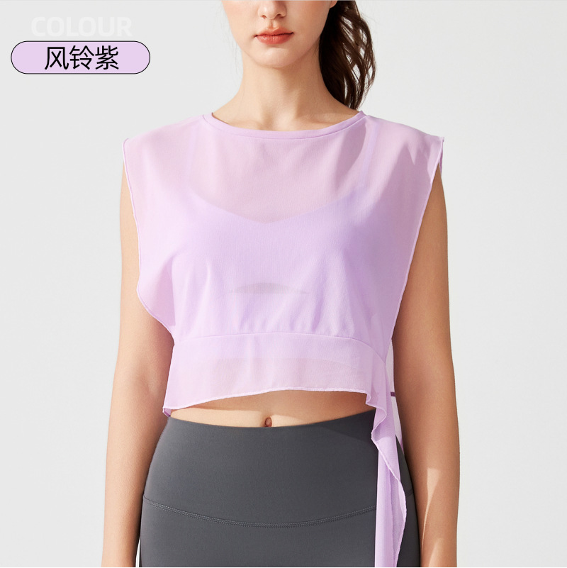 Camisa deportiva europea y americana sin mangas correr gimnasio mangas cortas respirantes chaleco de secado rápido primavera y verano mujer chaleco de yoga image 10