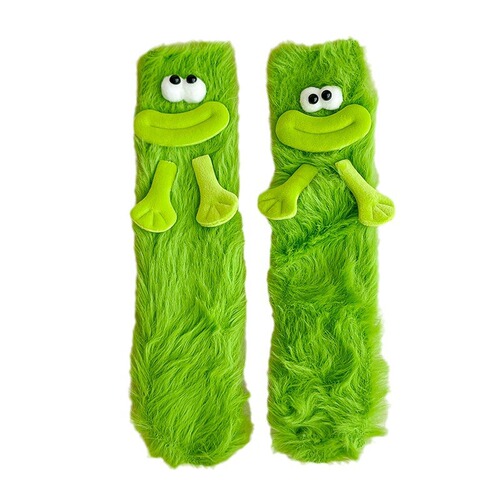 Cute and Funny Ugly Cute Socks for Girls, Plush and Adorable Emoji Style, Coral Fleece, Thick and Warm Home Slippers, Fluffy Sleeping Floor Socks