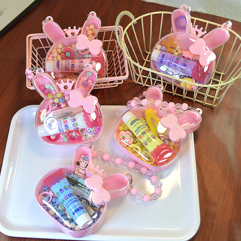 Children's Jewelry Cream Glue DIY Hairpin Set Beaded Bracelet Gift Box Girls Hair Accessories Stall Toys Kidsren's Bag