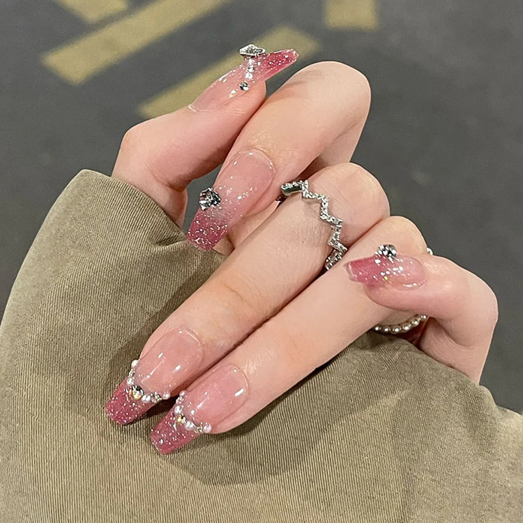 Uña hecha a mano, mariposa, manicure de lujo, manicure, parches de uñas de diamante personalizados al por mayor
