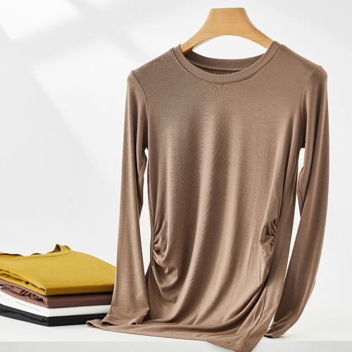 Fall/Winter Maternity Wear: Korean-style High-Elastic Crew-Neck Maternity Base Layer Top – Autumn Maternity Clothing