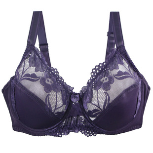European and American plus size bra lace push up steel ring underwear cross-border adjustable big chest small breast bra