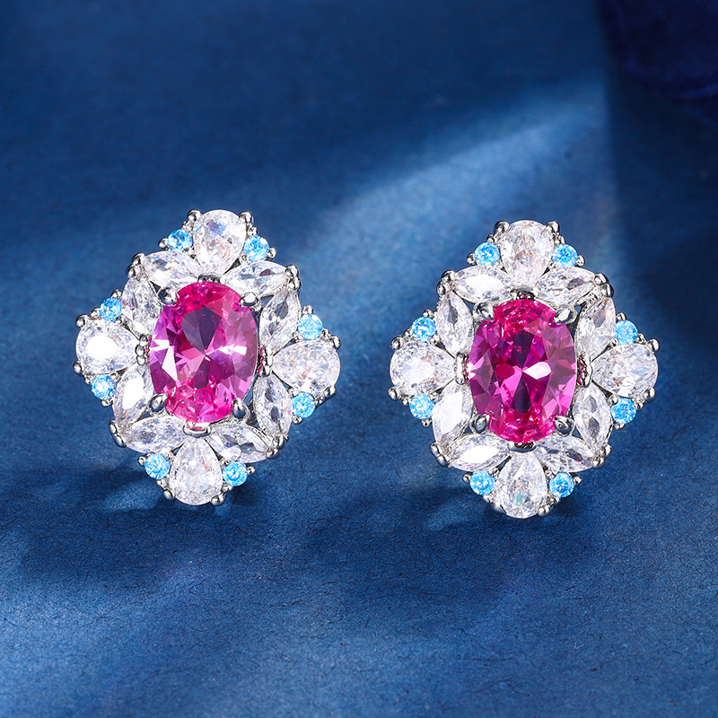 Zhuang Sheng joyería europea y americana popular anillo simulación Rosa rojo corindón temperamento traje femenino 10*12-6*8