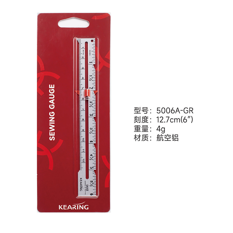 Regla de costura Keling, calibre de patchwork, medición manual, posicionamiento de botones, margen, línea paralela, calibre de costura de alambre de aluminio de aviación