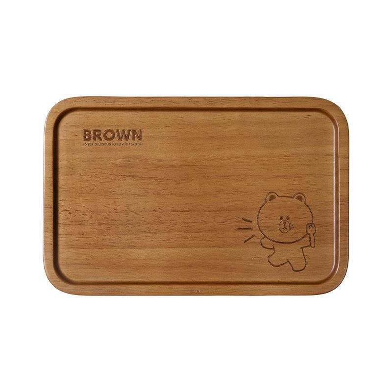 LINE FRIENDS漫画木製ディナープレート子供ランチクリエイティブ断熱トレイパーマ防止洋食プレート家庭用|undefined