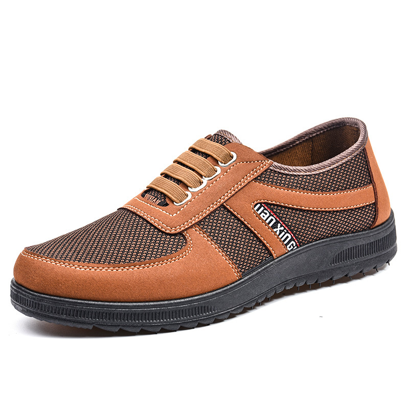 Zapatos de hombre modelo primavera 2026, exportación, suela blanda, estilo papá, informales, transpirables, de tela estilo Pekín antiguo para hombre