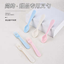 跨境亚马逊儿童餐具简约塑料勺子叉子儿童训练吃饭勺水果叉甜品勺