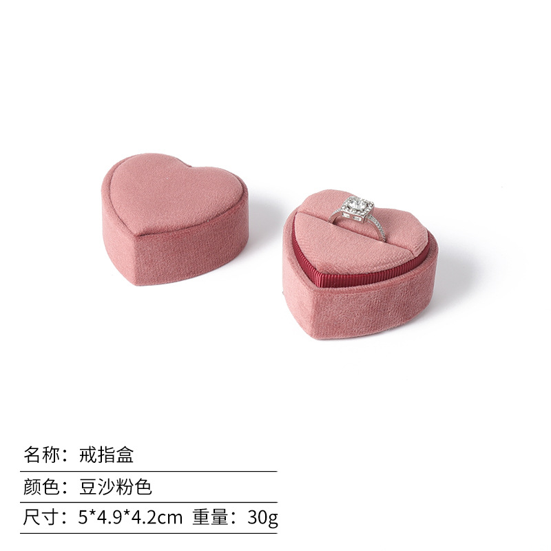 Caja de anillo coreana de terciopelo en forma de corazón, caja de colgante, caja de joyería de alta calidad, fábrica al por mayor en stock