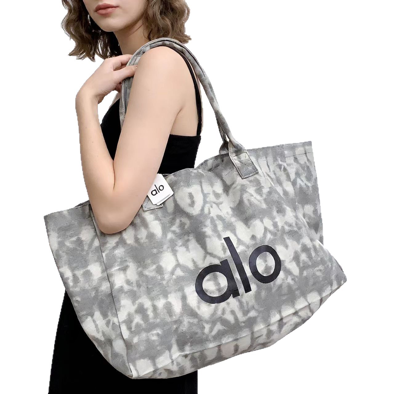 Alo Large Capacity Fitness Yoga Tote Bag For Women Casual Commute Mommy Pure Cotton Canvas Bag - Thumbnail 5