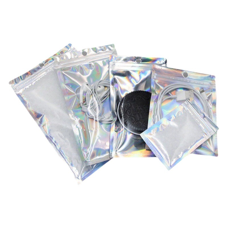 Láser ziplock bolsa cable de datos bolsa de sellado bolsa de embalaje de la joyería bolsa de hueso translúcido pendientes collar embalaje bolsa pequeña