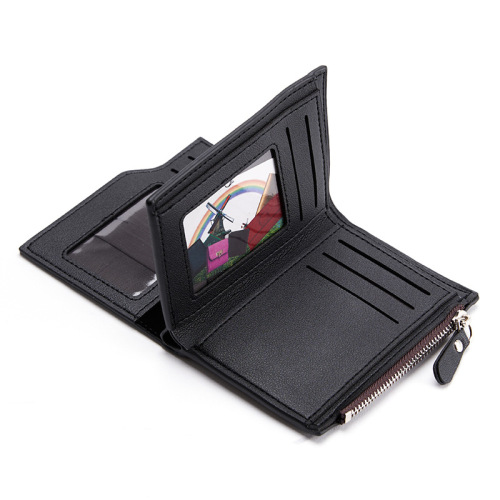 Cross-border supply  men's new zipper short wallet multi-card slot fashion vertical mini snap coin purse