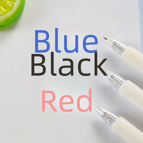 Creative Little Pen Push-button Pen Black Red Blue Three-color Press-in Neutral Pen Office Stationery Water-based Signature Pen Wholesale