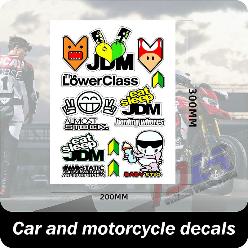 Подходят для персонализированной анимации JDM, наклейки для украшения кузова автомобиля, наклейки для украшения мотоцикла, модные декоративные наклейки в стиле мультфильм