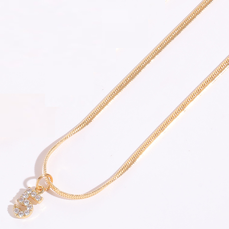 Fashion Number Copper Inlay Pendant Necklace 1 Piece