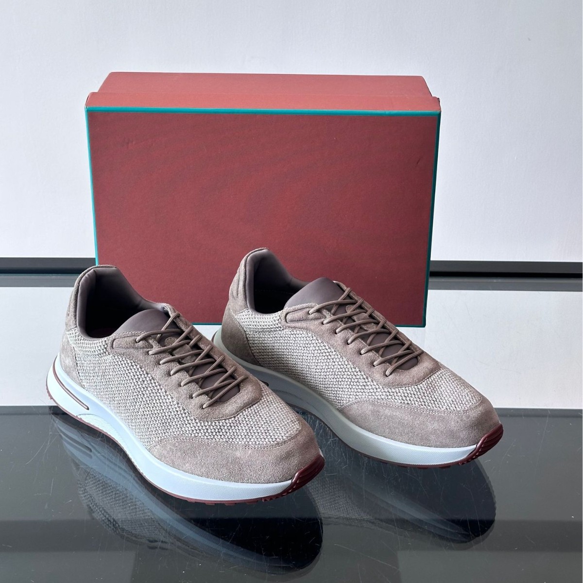 Cross-Border Linen Mesh Splicing Suede Retro Jogging Shoes Lp Earth-Tone Layered Cushioning Commuter Genuine Leather Men's Casual Shoes