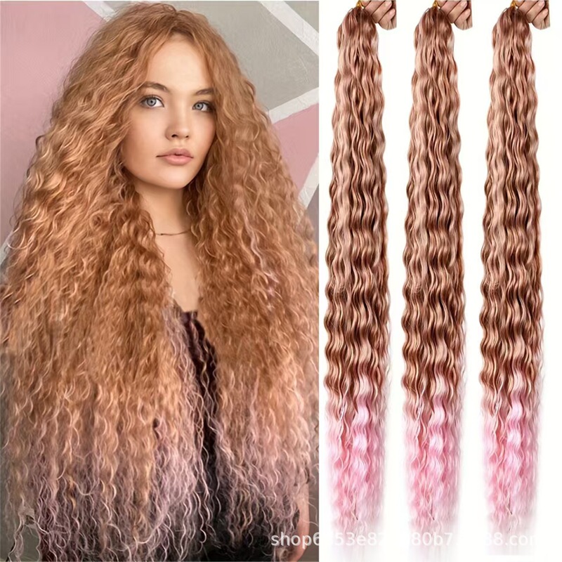 Aubes Synthetic Hair Crochet Hair Bundle Deep Wave Bulk Hair 30Inch 120g Women's Hair Bundle