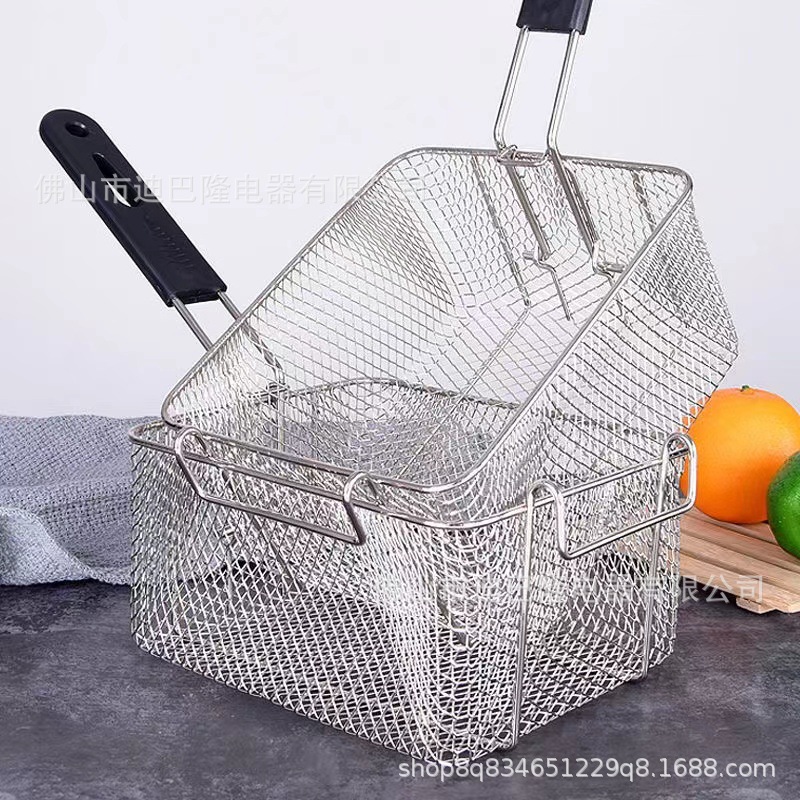 Fábrica de cabello recto canasta freidora eléctrica freidora eléctrica accesorios de horno de fregida eléctrica comercial canasta de filtro de aceite malla de filtro de papas fritas marco de diamante canasta de freidura