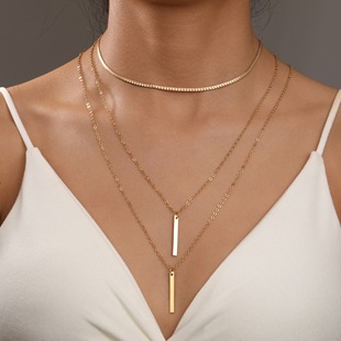 European and American Retro New Entry Light Luxury Niche Chain Simple Atmospheric Necklace Women's One Word Necklace Chain Series