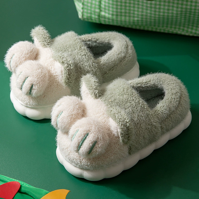 Детские хлопковые тапочки Nanbo Wan, нескользящая теплая Домашняя сумка с милым кошачьим когтем для мальчиков и девочек, плюшевая хлопковая обувь для родителей и детей для зимы