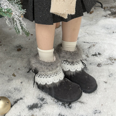 现货秋冬新款千禧风毛毛雪地靴加绒内增高保暖东北棉鞋短靴