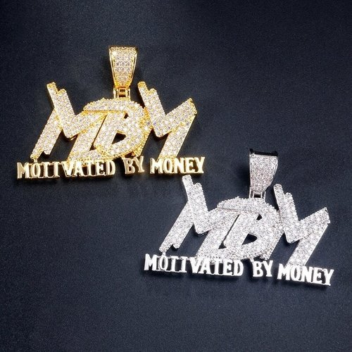 AliExpress: New European & American Style Micro-Inlaid Zircon MBM Pendant, Dual-Color Electroplated Zircon Necklace—Unisex Hip-Hop Style