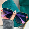 Square metal fashionable trend sunglasses flower-shaped, 2023 collection, gradient, European style