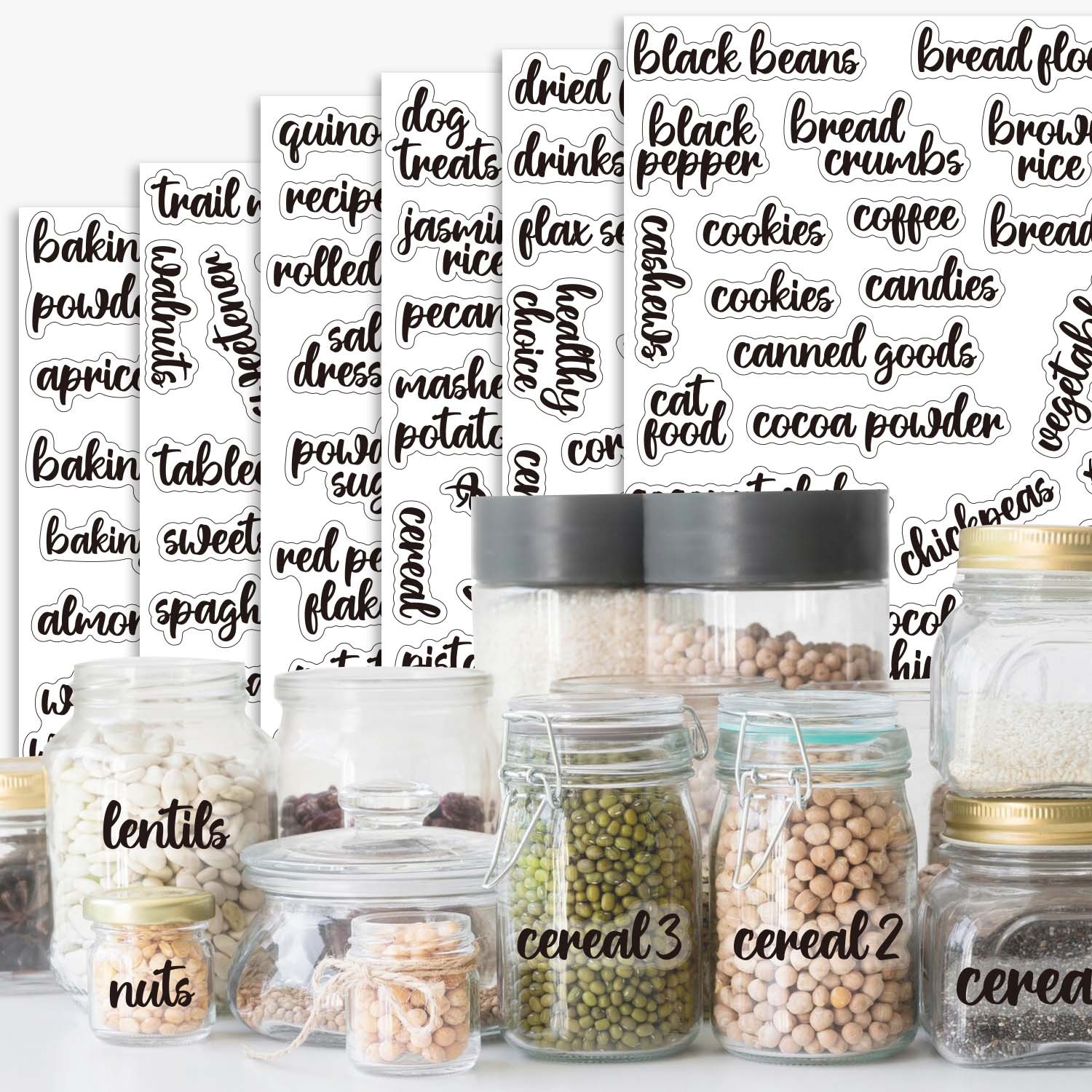 亚马逊批发家居厨房食品透明标签食品储藏室标签和罐子标签