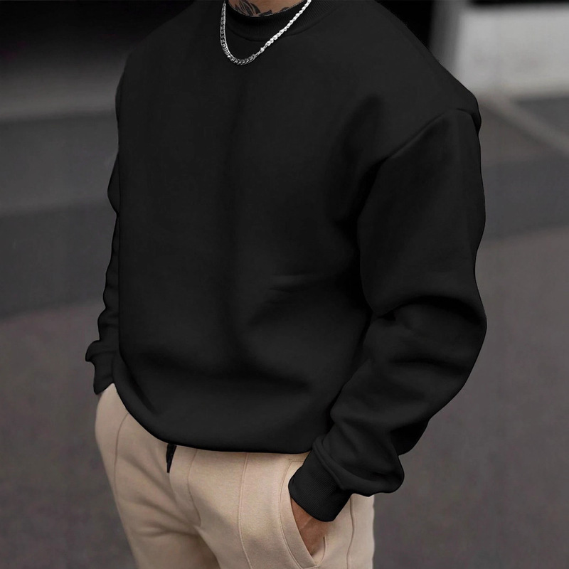 Cross-Border Aliexpress American European and American Round Neck Pullover Sweatshirt Men's Spring and Autumn Simple and Versatile Loose Inner Top