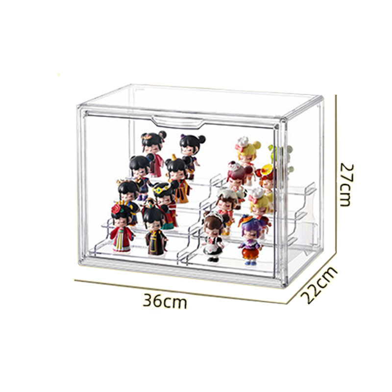 Acrílico de gran capacidad caja ciega soporte de exhibición de almacenamiento burbuja mate caja hecha a mano modelo transparente muñeca de piso a prueba de polvo