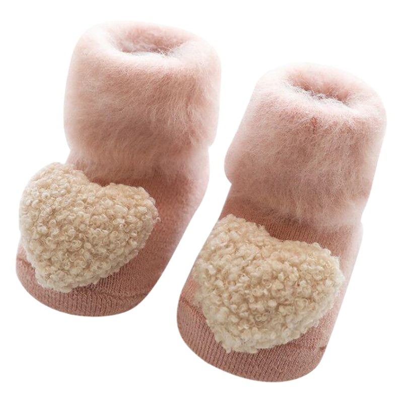 Calcetines de bebé Otoño e Invierno forro de lana engrosada calcetines muñeca Terry antideslizante recién nacido piso Calcetines bebé