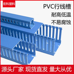 Pvc Blue Coarse Tooth Surface-Mounted Industrial Flame-Retardant Wire Trough Distribution Box Wire Trough Wire Management Trough with Cover