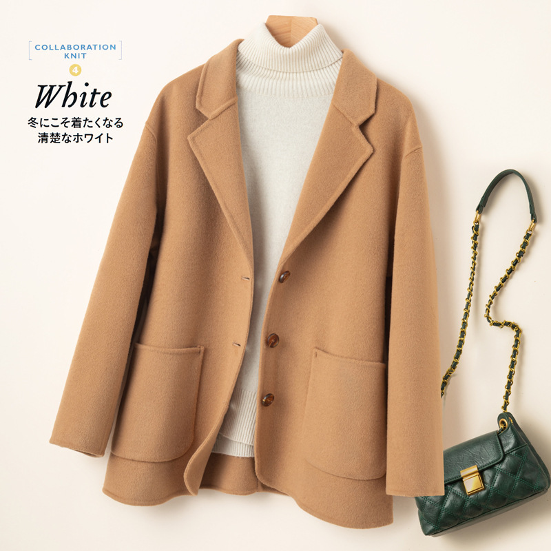 Double-sided cashmere coat for women 2023 new autumn and winter wool woolen small versatile suit collar woolen coat Double-sided cashmere coat for women 2023 new autumn and winter wool woolen small versatile suit collar woolen coat