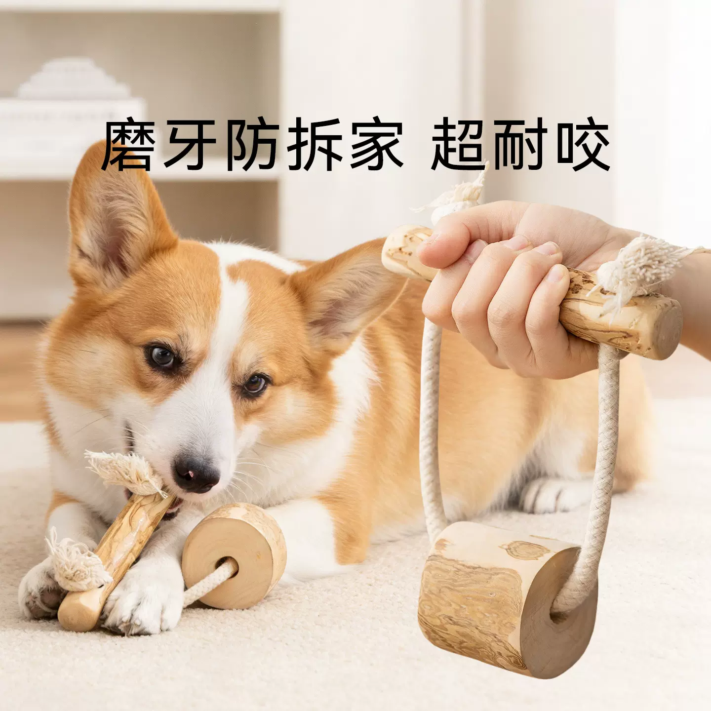 宠物狗狗咖啡木绳结玩具磨牙洁齿拔河玩具耐咬中大型犬狗玩具批发