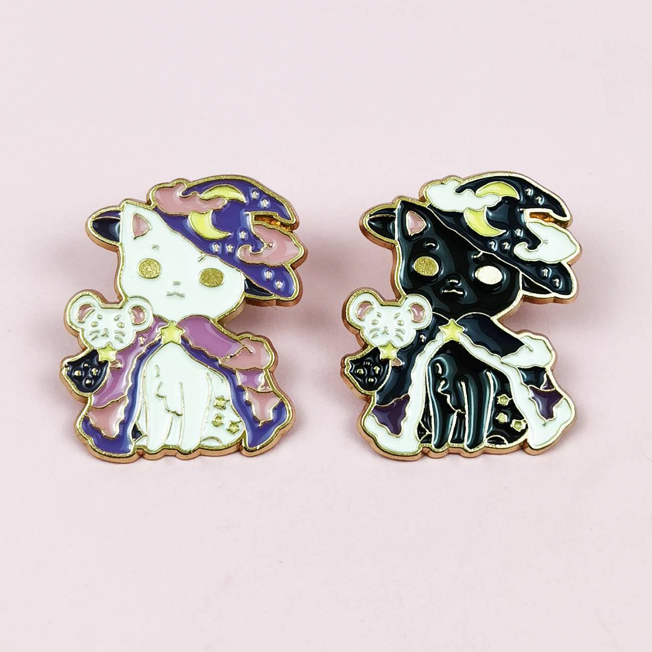 Broche de Gato de Dibujos Animados, Estilo Transfronterizo, Insignia de Aleación, Joyería, Accesorio de Ropa, Pin Blanco y Negro, Lindo