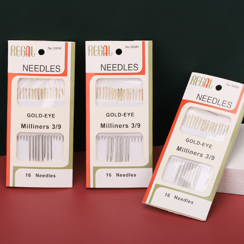 厂家直销16枚金尾针3/9精细碳钢大眼手缝针手工多用针缝衣针刺绣|ms