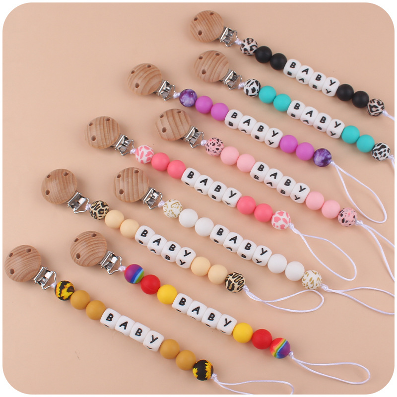 Nuevo bebé suministros dibujos animados transferencia de agua flor cuentas calmante bebé silicona mordedura pegamento molar pezón cadena