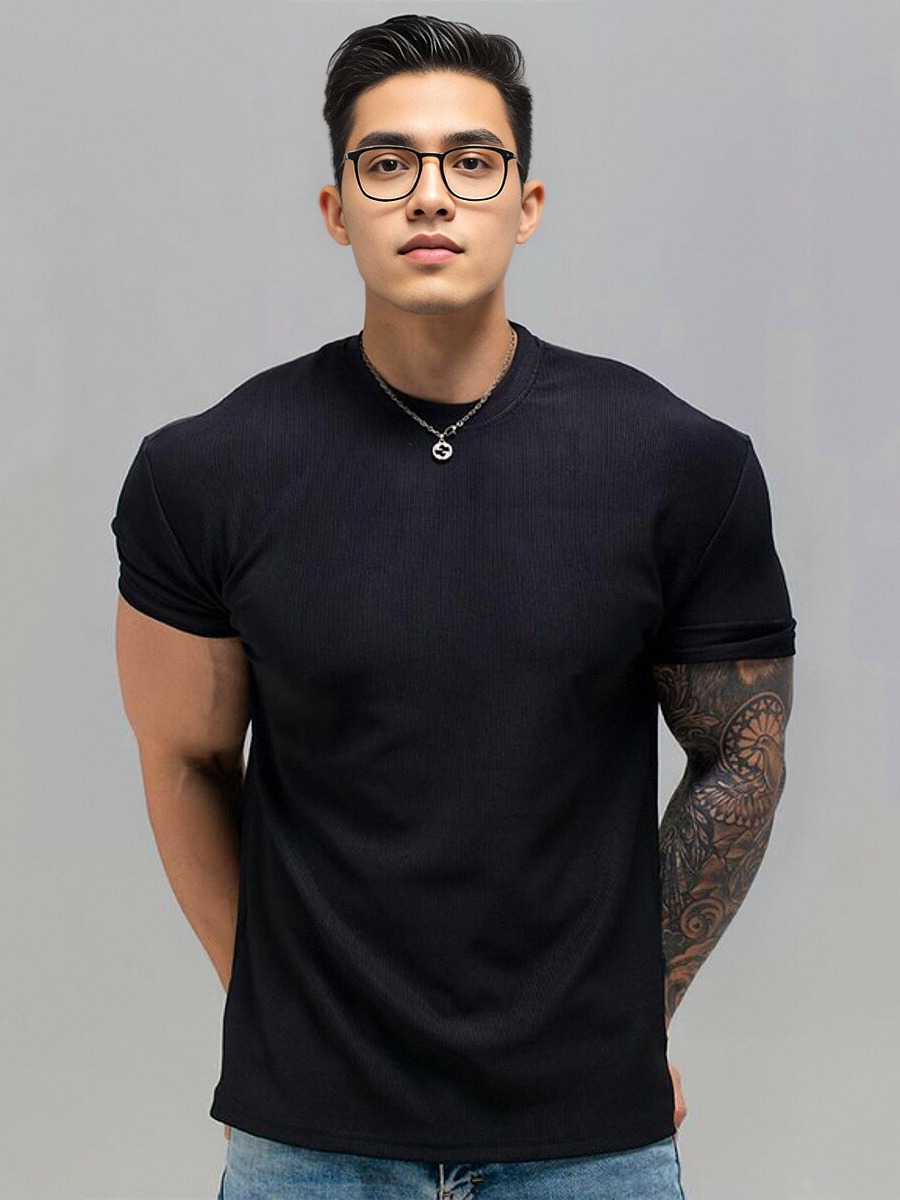Summer sports elastic quick dry solid short sleeve T-shirt for…