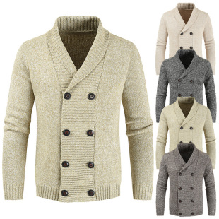 2021 Foreign Trade Cross-border Autumn New European and American Men's Sweater Fashion Casual Youth Double-breasted Cardigan Sweater