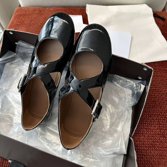 [Gao Ding Private Edition] Niche Style Round Head Horse Hair Cross Strap Flat Ballet French Shallow Mouth Mary Jane Shoes