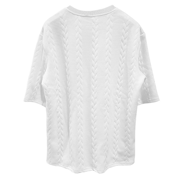 Men's Jacquard Knit Short Sleeve Tee And Shorts Set Solid Color Casual Summer Sport Outfit_viptrois.com