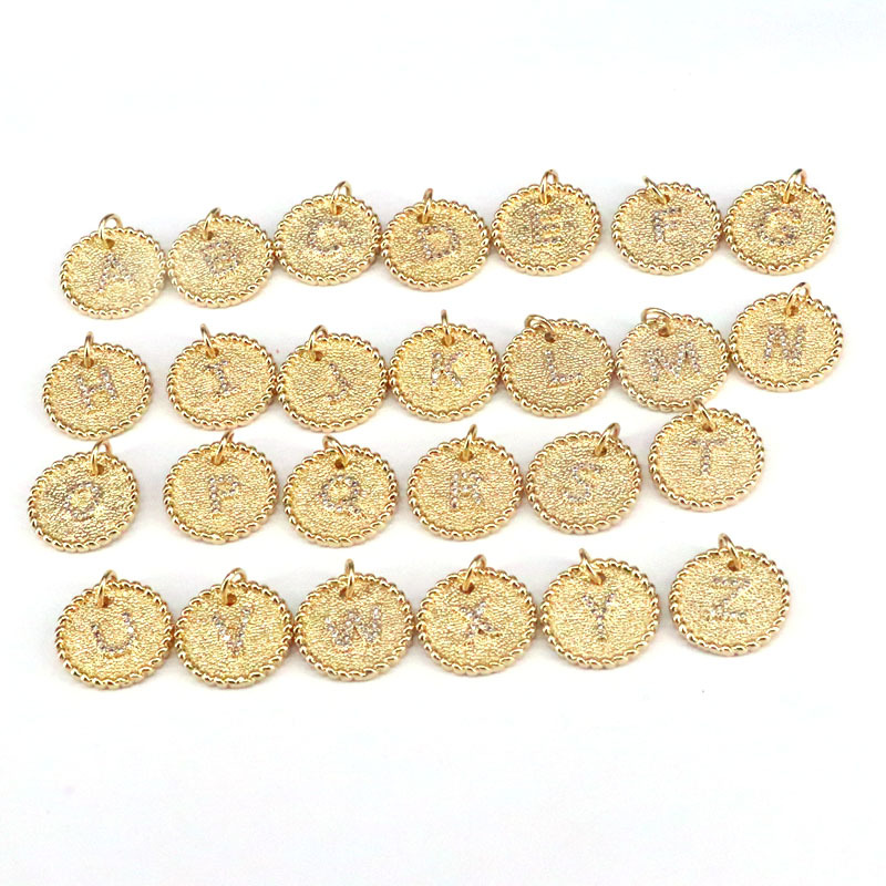 Micro-encrusted Zircon 26 English Letters Copper Gold Plated Diy Pendant display picture 1