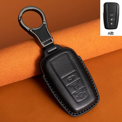 Suitable for Toyota Camry Vegetable-Tanned Leather Key Cover Asia Dragon Highlander Rav4 Rongfang Corolla Ralink (Car key bag) - type-a-black-metal-buckle