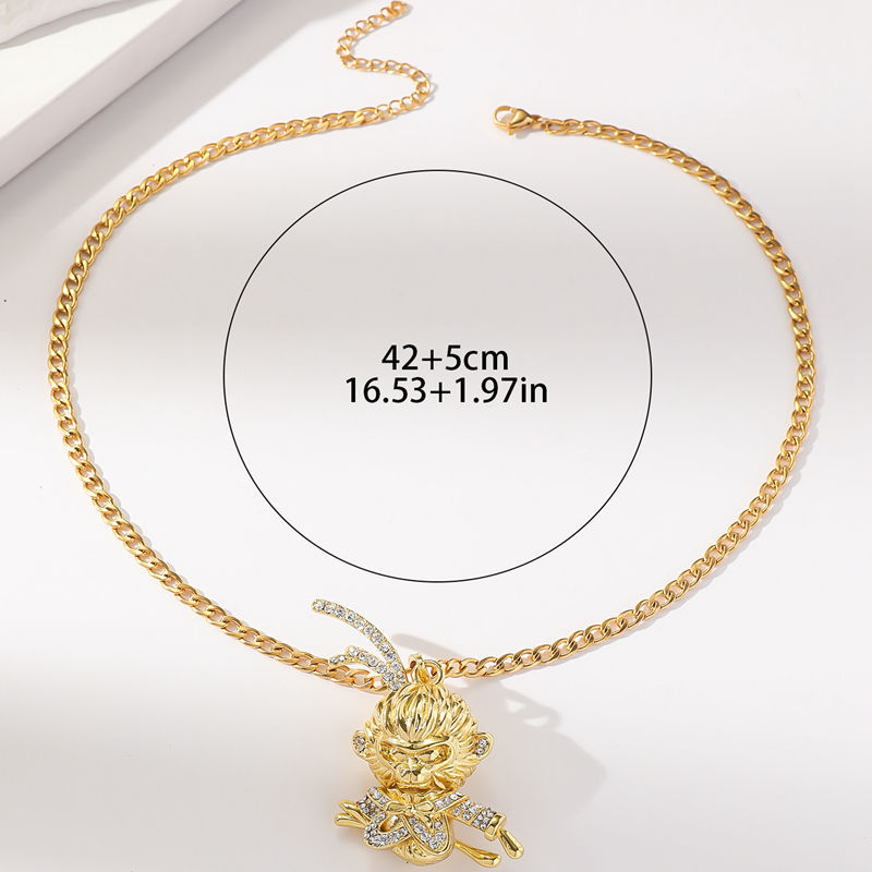 Black Myth Wukong Pendant Solid Pendant Necklace Gold Hoop Rod Tight Hoop Curse Pair Ring Chinese Style Necklace_voghion.com