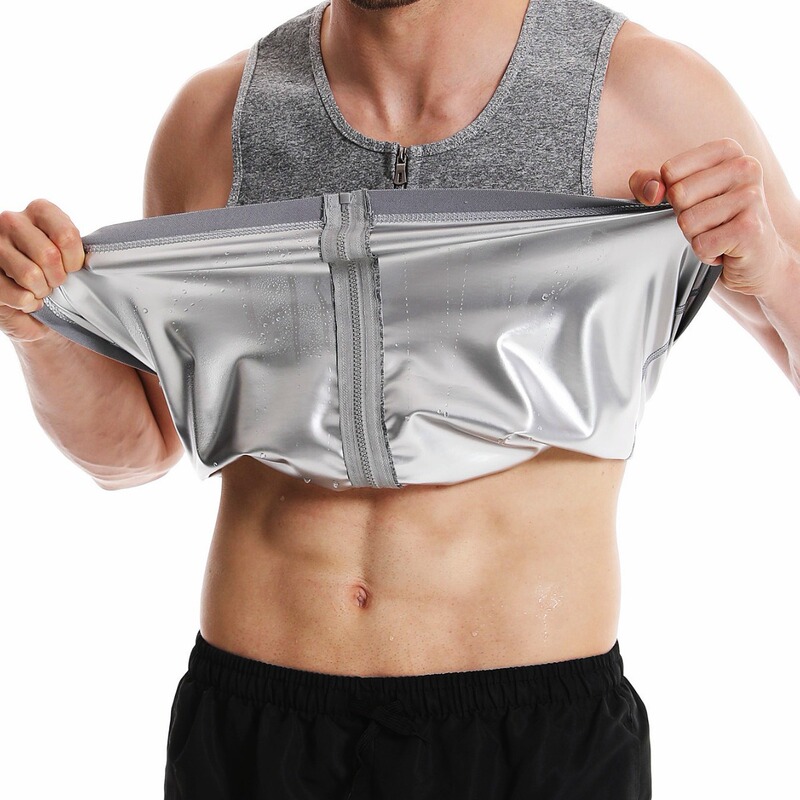 Cross-border European version men's sweaty zipper vest silver-coated body-shaping clothing for sports running special sweaty sauna vest