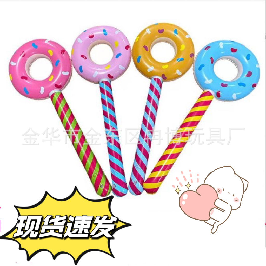 Creative Kidsren's Unisex Donut Mallet Toy Kindergarten Activity Props Colorfulful Inflatable Stick Family Interaction