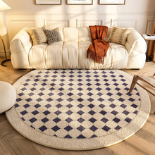 北欧复古地毯卧室床边地垫客厅圆形轻奢高级感茶几毯仿羊绒地毯