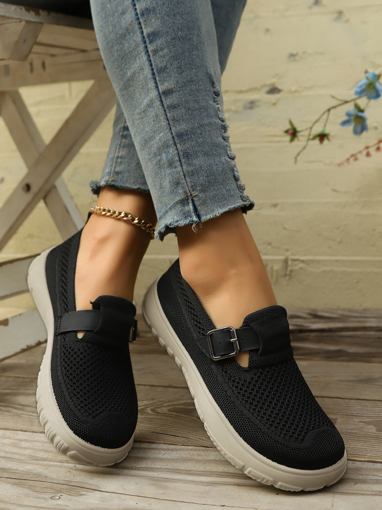 Women's Breathable Mesh Platform Slip-on Casual Shoes For Ladies_voghion.com