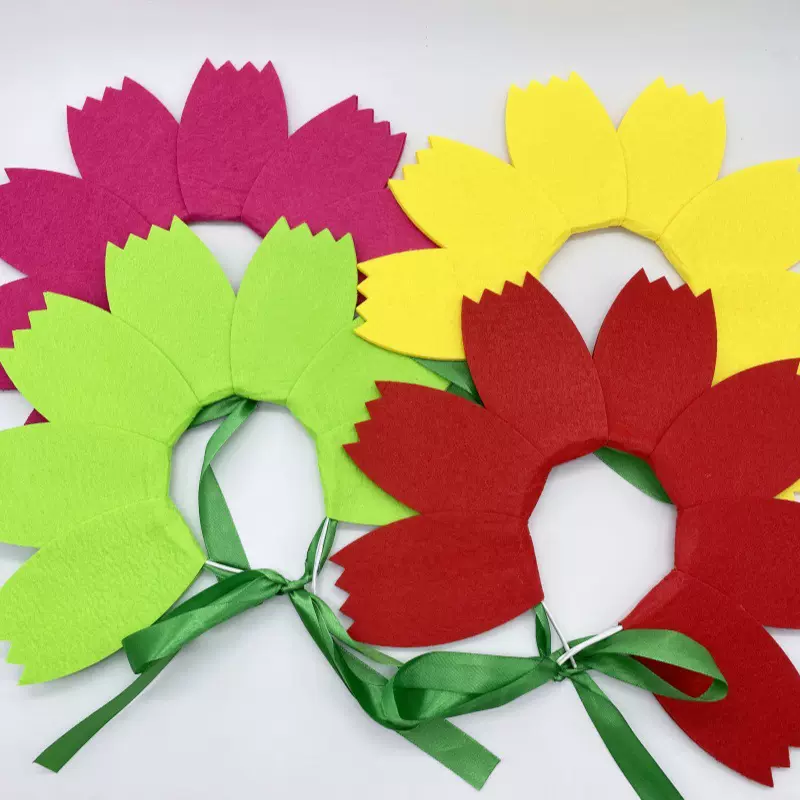 毛毡布七彩花朵头箍儿童表演太阳花发箍闺蜜出游花朵发饰批发