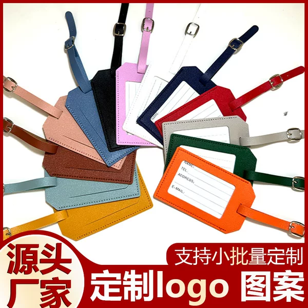 in stock thickened PU leather boarding pass vertical flap with bag hardware buckle complimentary signature paper custom luggage tag